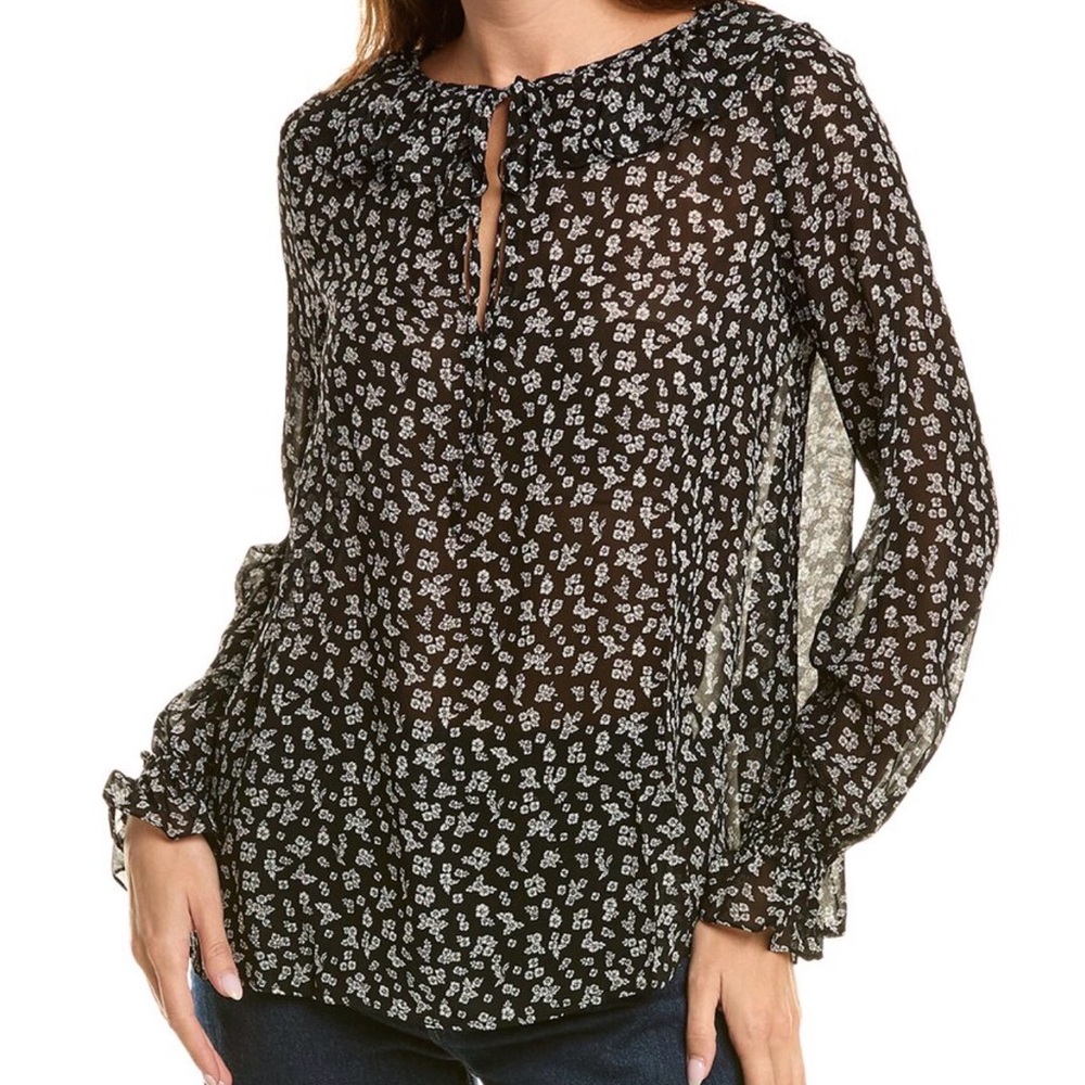 The Kooples Black and White Floral Blouse